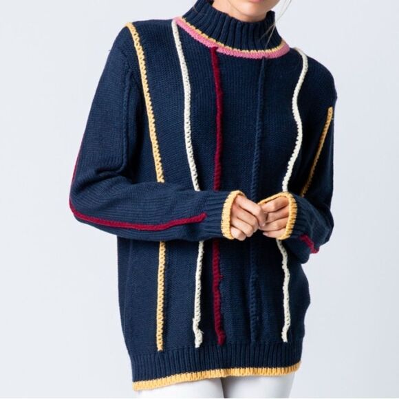 *$10 OFF EN5 En Merci &merci Mock Rib Color Accent Navy - Picture 4 of 5